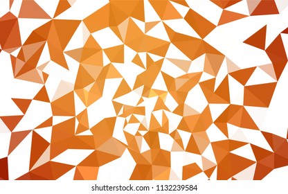 Light Orange vector shining triangular backdrop. Triangular geometric sample with gradient.  Best triangular design for your business.