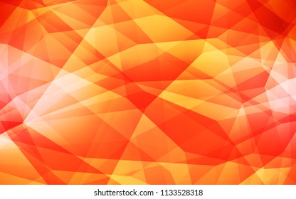 Light Orange vector shining triangular backdrop. Creative geometric illustration in Origami style with gradient. Best triangular design for your business.