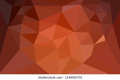 Light Orange vector shining triangular cover with a heart in a centre. Polygonal abstract illustration with gradient. Template for cell phone's backgrounds.