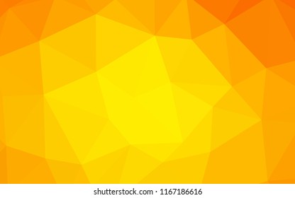 Light Orange vector shining triangular backdrop. Triangular geometric sample with gradient.  Triangular pattern for your design.