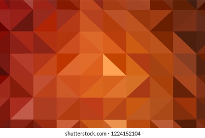 Light Orange vector shining triangular backdrop. Shining colorful illustration with triangles. Brand new design for your business.