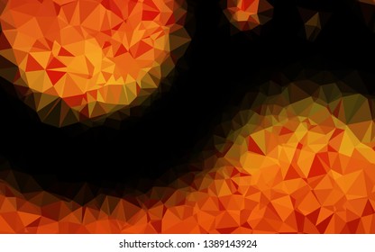 Light Orange vector shining triangular background. Triangular geometric sample with gradient.  Polygonal design for your web site.