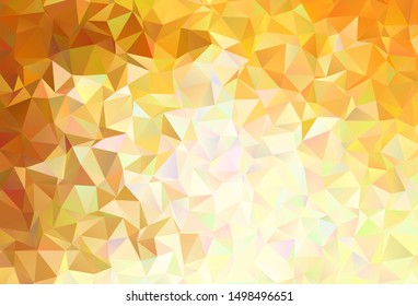 Light Orange vector shining triangular backdrop. Creative illustration in halftone style with triangles. Best triangular design for your business.