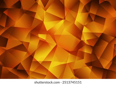 Light Orange vector shining triangular backdrop. Geometric illustration in Origami style with gradient.  Brand new design for your business.