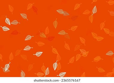 Light Orange vector sketch backdrop. Colorful abstract illustration with leaves in doodle style. The template for background of cell phones.