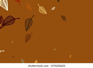 Light Orange vector sketch texture. Colorful abstract illustration with leaves in doodle style. The textured pattern for website.