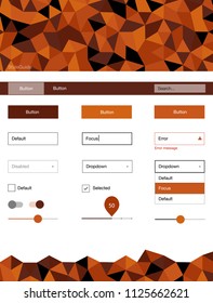 Light Orange vector style guide with triangles. Simple Material Design Kit with colorful mosaic of triangles. This template you can use for websites.