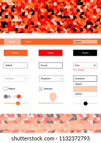 Light Orange vector style guide with circles. Web ui kit with abstract gradient circles in its header. This sample is for your landing page.