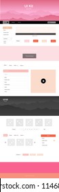 Light Orange vector style guide with mountains. Colorful Style guide with mountains on abstract background. Template for website of outdoor activities.