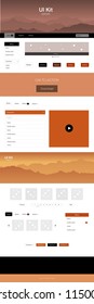 Light Orange vector style guide with mountains. Decorative ui kit design in abstract style with colorful rocks. Template for landing pages of leisure.