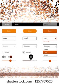 Light Orange vector style guide with circles. Colorful ui/ux kit with header consisted of spheres. This template you can use for websites.