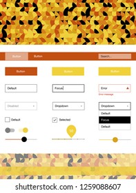 Light Orange vector style guide with circles. Beautiful ui ux kit with colorful dots in its header. This sample is for your landing page.