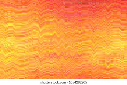 Light Orange vector template with bent ribbons. Shining illustration, which consist of blurred lines, circles. New composition for your brand book.