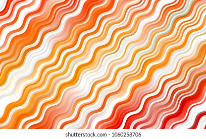 Light Orange vector template with bent ribbons. Shining illustration, which consist of blurred lines, circles. The elegant pattern for brand book.