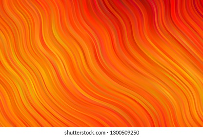 Light Orange vector template with bent ribbons. Shining illustration, which consist of blurred lines, circles. A new texture for your  ad, booklets, leaflets.