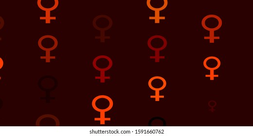 Light Orange vector template with businesswoman signs. Colorful feminism symbols with a gradient in modern style. New design for applications.