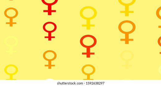 Light Orange vector template with businesswoman signs. Abstract illustration with a depiction of women's power. Sample for your web designers.