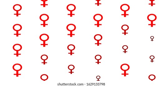 Light Orange vector template with businesswoman signs. Abstract illustration with a depiction of women's power. New side for your design.
