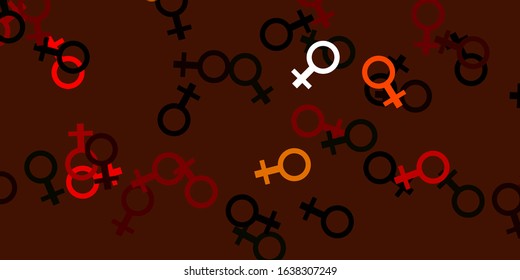 Light Orange vector template with businesswoman signs. Illustration with signs of women's strength and power. Best design to show the power of women.