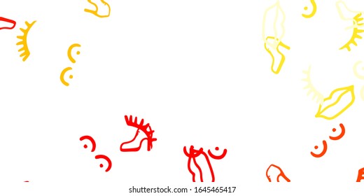 Light Orange vector template with businesswoman signs. Illustration with signs of women's strength and power. Elegant design for wallpapers.