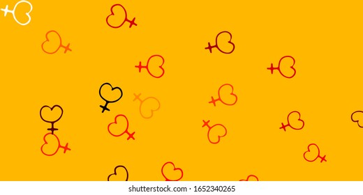 Light Orange vector template with businesswoman signs. Abstract illustration with a depiction of women's power. Design for International Women’s Day.