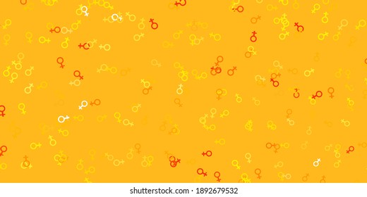 Light Orange vector template with businesswoman signs. Colorful illustration with gradient feminism shapes. Simple design for your web site.