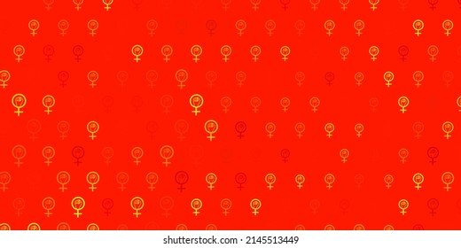 Light Orange vector template with businesswoman signs. Colorful illustration with gradient feminism shapes. Elegant design for wallpapers.