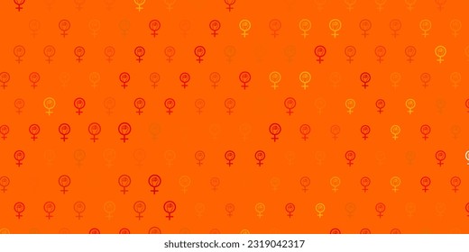 Light Orange vector template with businesswoman signs. Simple design in abstract style with women rights activism. Simple design for your web site.