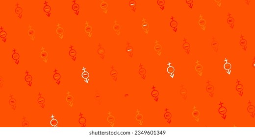 Light Orange vector template with businesswoman signs. Illustration with signs of women strength and power. Background for International Women Day.