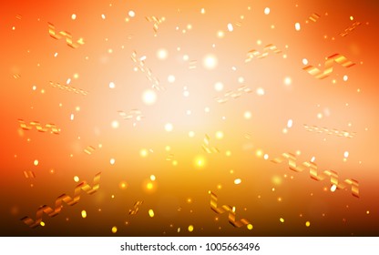 Light Orange vector template with carnival confetti. Modern geometrical abstract illustration with carnival ribbons. The pattern can be used for carnival, festival leaflets.