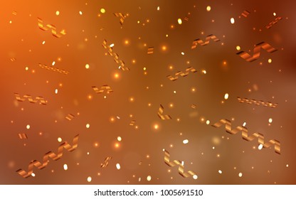 Light Orange vector template with carnival confetti. Glitter abstract illustration with colorful confetti, ribbons. The pattern can be used for new year ad, booklets.