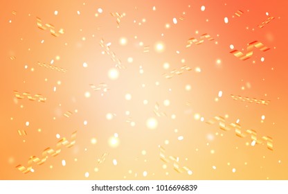 Light Orange vector template with carnival confetti. Beautiful colored illustration with ribbon in celebration style. New design for ad, poster, banner of your Party.