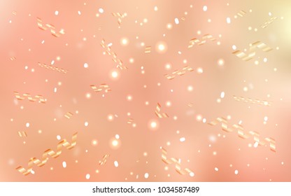 Light Orange vector template with carnival confetti. Modern geometrical abstract illustration with carnival ribbons. The pattern can be used for birthday gifts, congratulations.