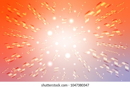 Light Orange vector template with carnival confetti. Modern geometrical abstract illustration with carnival ribbons. The pattern can be used for carnival, festival leaflets.