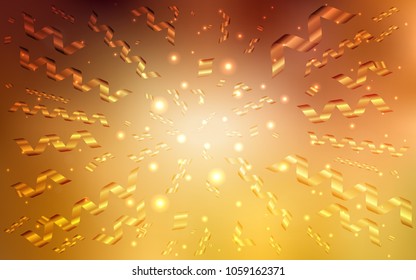 Light Orange vector template with carnival confetti. Beautiful colored illustration with ribbon in celebration style. New design for ad, poster, banner of your Party.