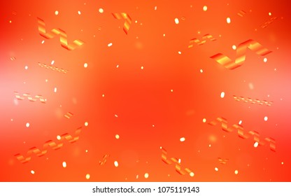 Light Orange vector template with carnival confetti. Glitter abstract illustration with colorful confetti, ribbons. The pattern can be used for new year ad, booklets.