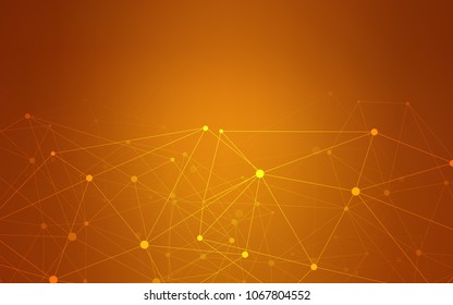 Light Orange vector template with circles, triangles. Design with connection of dots and lines on colorful background. Pattern can be used for beautiful websites.