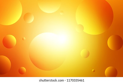 Light Orange vector template with circles. Illustration with set of shining colorful abstract circles. Completely new template for your brand book.