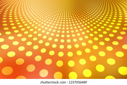 Light Orange vector template with circles. Modern abstract illustration with colorful water drops. Pattern can be used for futuristic ad, booklets.