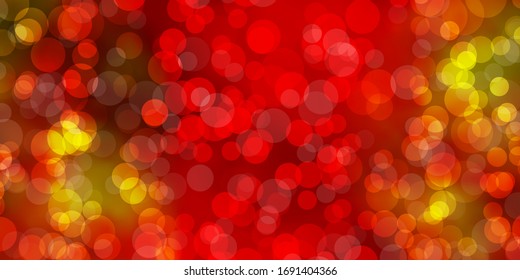 Light Orange vector template with circles. Glitter abstract illustration with colorful drops. Design for posters, banners.
