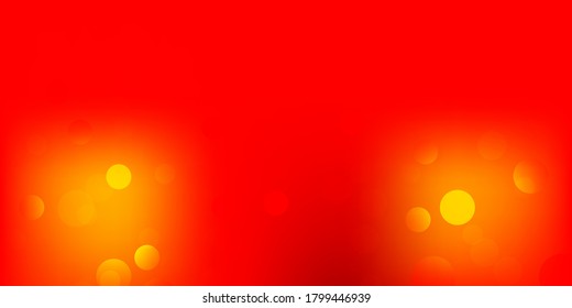 Light orange vector template with circles. Glitter abstract illustration with colorful drops. Pattern for websites.