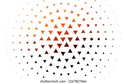 Light Orange vector template with crystals, triangles. Triangles on abstract background with colorful gradient. Pattern can be used for websites.
