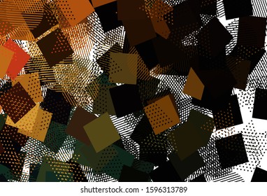 Light Orange vector template with crystals, circles, squares. Glitter abstract illustration with spheres, squares, lines. Modern template for landing page.