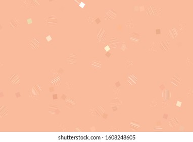 Light Orange vector template with crystals, circles, squares. Circles, lines, rhombus with colorful gradient. Best design for poster, banner.