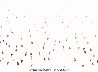 Light Orange vector template with currency. Modern abstract illustration with symbols of digital money. Design for ad, poster, banner of money making.