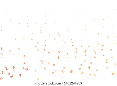 Light Orange vector template with currency. Shining illustration with signs of currency on abstract template. Design for business advert of economic, wealth.