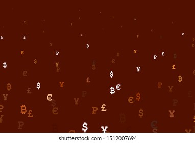 Light Orange vector template with currency. Shining colored illustration with currency signs. Pattern for financial, investment websites.