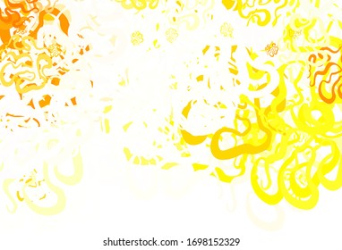 Plantilla vectorial de color naranja claro con líneas curvas. Ilustración abstracta de brillo con líneas irregulares. Diseño abstracto para su sitio web.