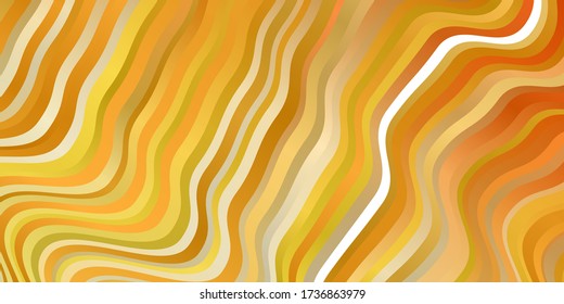 Plantilla vectorial de naranja claro con líneas curvas. Muestra brillante con líneas inclinadas coloridas, formas. Patrón para sitios web, páginas de inicio.