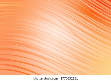 Light Orange vector template with curved lines. Smart illustration in abstract style with gradient lines.  Texture for booklets, leaflets.
